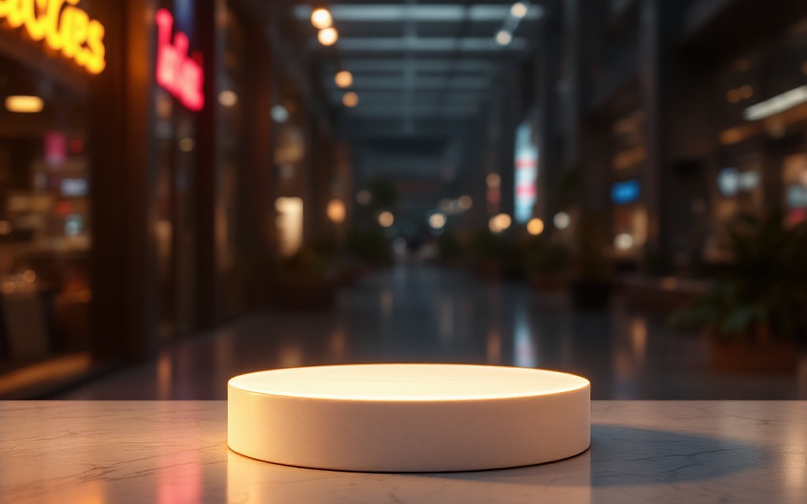 An empty award plinth on a plain surface
